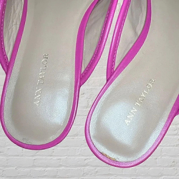 Ann Taylor Pink & Tan Leather Slip-On Casual Chic Slides Flats Size 6.5 - Picture 5 of 7